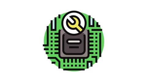 Circuit board repair electronics color icon animation Stock Footage 326106243