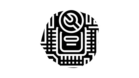 Circuit board repair electronics glyph icon animation Stock Footage 326153086