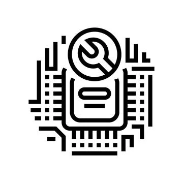 Circuit board repair electronics line icon vector illustration Stockillustratie