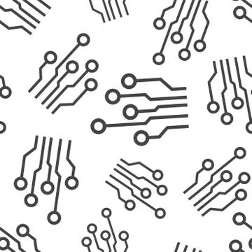 Circuit board seamless pattern background. Business flat vector illustration. Stock Illustration