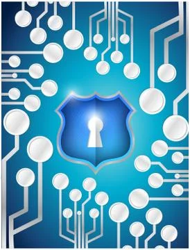 Circuit board security shield illustration Illustrazione stock