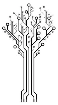 Circuit board in the shape of the tree. Stock Illustration