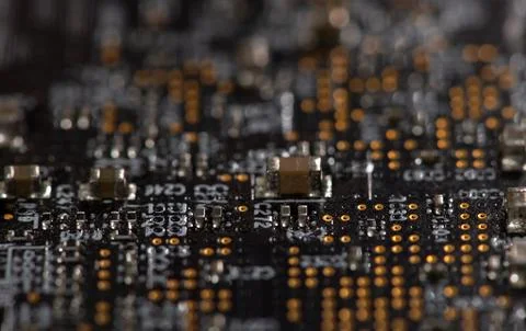 Circuit board with solder surface. Circuit board in smd macro. Circuit boar.. Stock Photos