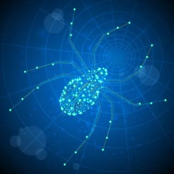 Circuit board, spider illustration Stock Illustration