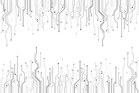 Circuit board structure. Hardware communication concept. Science and technolo Illustrazione stock