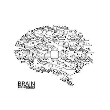 Circuit Board Techno Texture Brain Stock Illustration