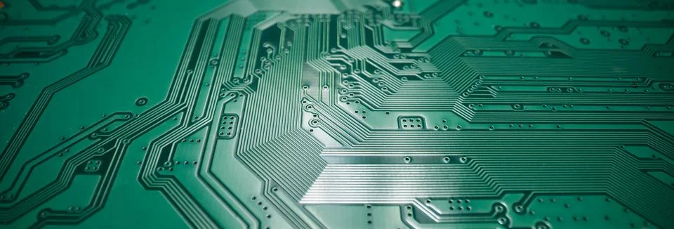 Circuit board. Technological electronic plate with roads and other components Stock Photos