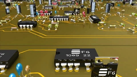 Circuit Board Technology in a 3D animation Stock Footage 234934881