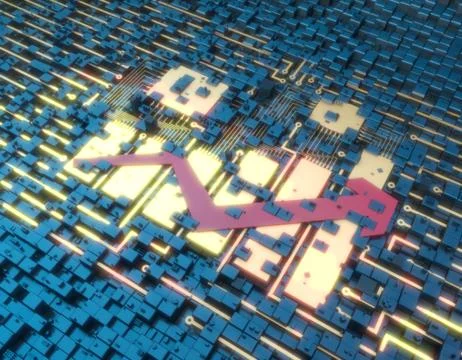 Circuit board technology and arrows, data security protection Stock Illustration