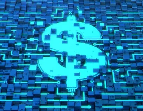 Circuit board technology and dollars, data security protection Stock Illustration
