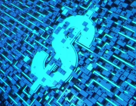 Circuit board technology and dollars, data security protection Stock Illustration