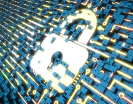 Circuit board technology and lock, data security protection Illustrazione stock