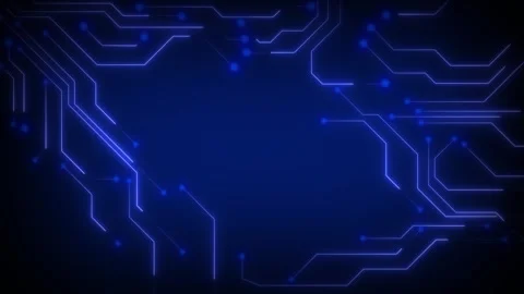 Circuit board technology animation features bright blue digital tracks. Boa.. Stock Footage 341129915