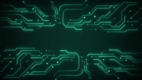 Circuit board technology animation features glowing teal line frames. Board.. Stock Footage 341129933