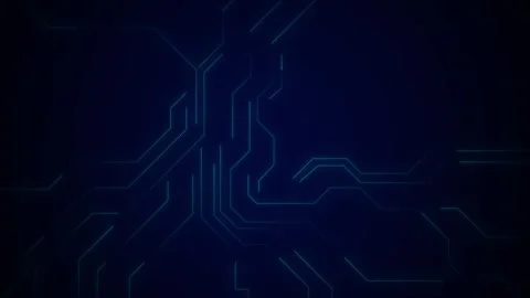 Circuit board technology animation loops cyan neon paths over blue. Board t.. Stock Footage 341129896