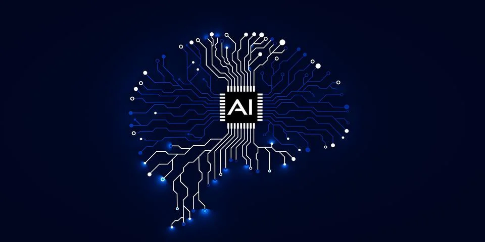 Circuit board technology background. Artificial intelligence Stockillustratie
