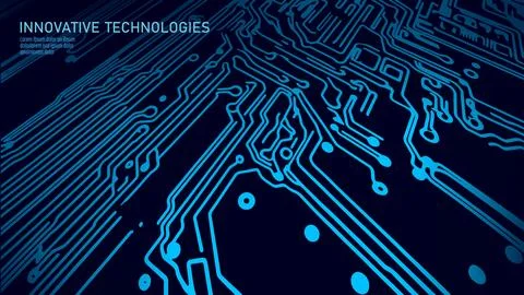 Circuit board technology background. Blue lines represent data flow. Suitable イラスト素材