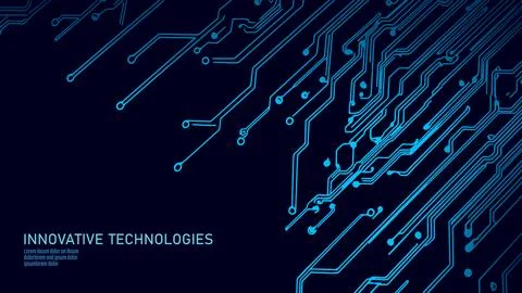 Circuit board technology background. Blue lines connect data points. Use for Illustrazione stock