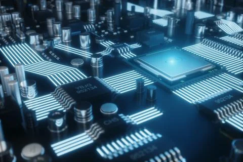 Circuit board. Technology background. Central Computer Processors CPU concept 스톡 일러스트