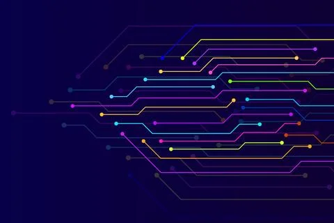 Circuit board, technology background, colorful lines. Vector illustration Stock Illustration