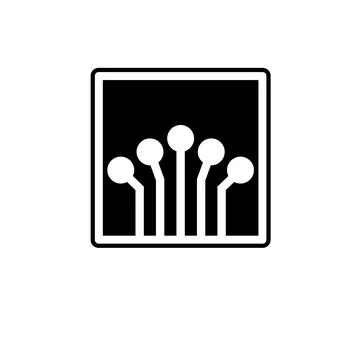 Circuit Board Technology, Electronic Tracks Solid Flat Vector Icon Isolated o Stock Illustration
