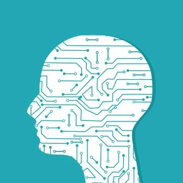Circuit board technology in human heads. Vector illustration eps file Illustrazione stock