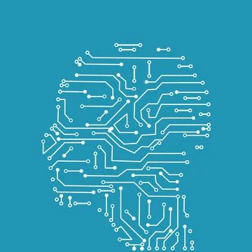 Circuit board technology in human heads. Vector illustration eps file Illustrazione stock