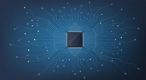 Circuit Board Technology An Indepth Look at Microchip and Data Connection S.. Stock Illustration