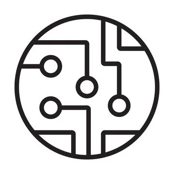 Circuit board, technology outline icon vector. For your website design, logo, Stock Illustration