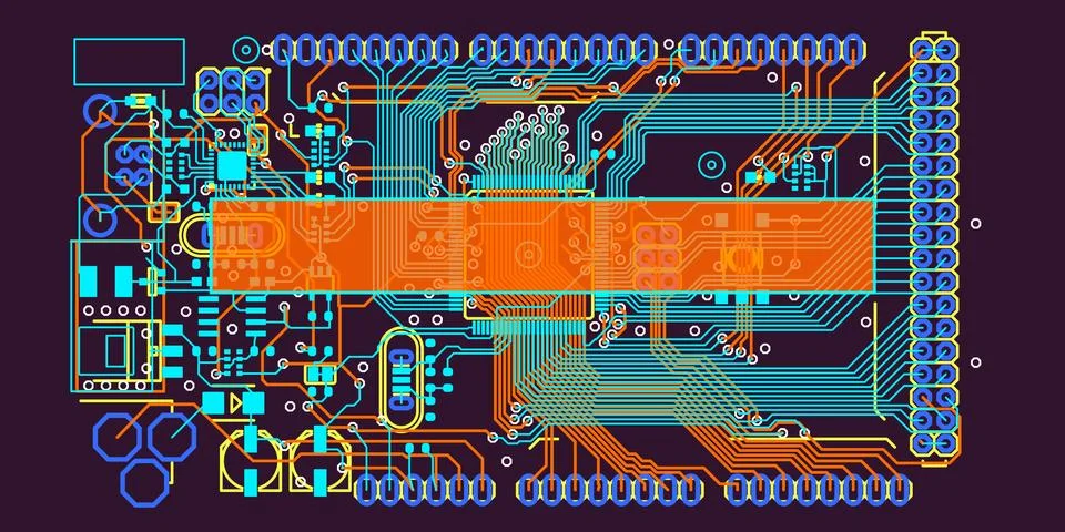 Circuit board. Technology template. Vector illustration. 스톡 일러스트