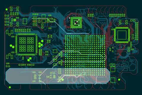 Circuit board. Technology template. Vector illustration. 스톡 일러스트