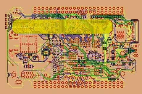 Circuit board. Technology template. Vector illustration. 库存插图