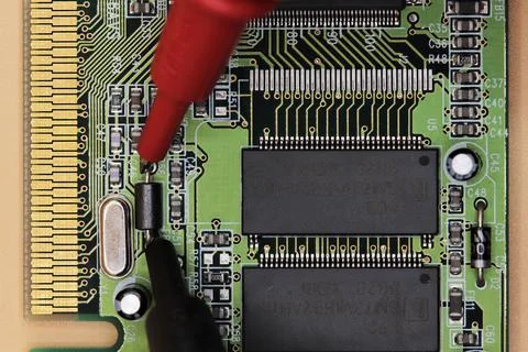 Circuit board testing electronic component close up Stock Photos