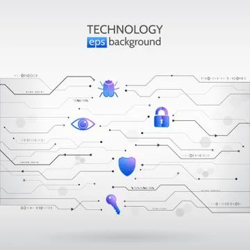 Circuit board texture on the white background. Abstract cyber security concep 스톡 일러스트