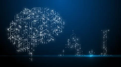 Circuit board title of Artificial intelligence AI deep learning computer  Stockillustratie