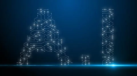 Circuit board title of Artificial intelligence AI deep learning computer  Stock Illustration