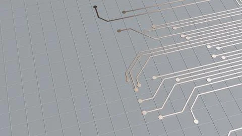 Circuit Board Traces Form Digital Technology Background. 3d render Stock Illustration
