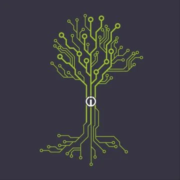 Circuit board tree symbol Stock Illustration