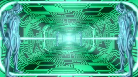Circuit board tunnel. Abstract technology background. Seamless loop Stock Footage 166334046