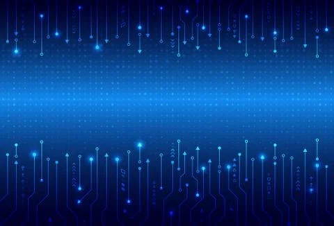 Circuit board with various technology elements. Illustrazione stock