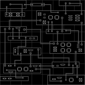 Circuit board vector background . Abstract vector black background with high Stock Illustration
