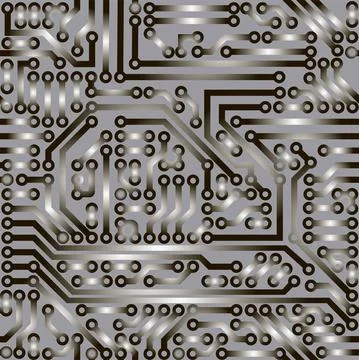 Circuit board vector background, seamless pattern. Impulse. Stock Illustration