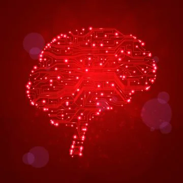 Circuit board vector background, technology illustration, form of brain eps10 Illustrazione stock