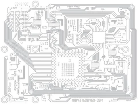Circuit board vector computer drawing - electronic motherboard Stockillustratie