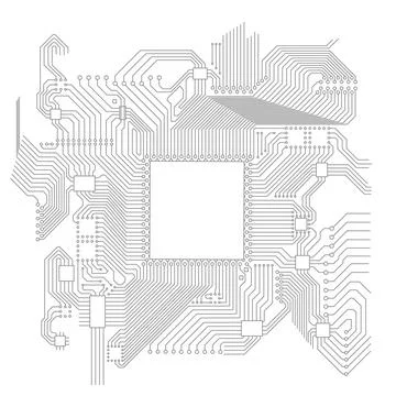 Circuit board vector illustration. Vector electronic circuit high tech Stock Illustration