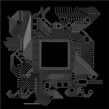 Circuit board vector illustration. Vector electronic circuit high tech Stock Illustration