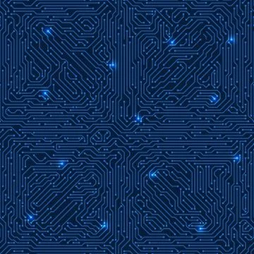 Circuit board vector seamless texture. Sci fi electronic background Illustrazione stock