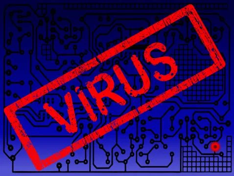 Circuit Board with Virus on it Illustrazione stock