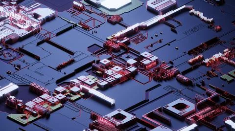Circuit board,abstract network technology background,3d rendering,conceptual  Stock Illustration