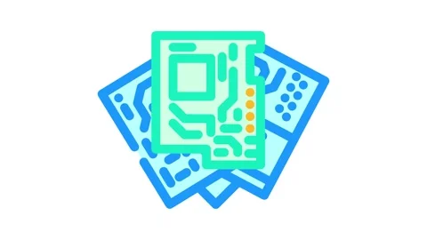 Circuit boards piles e waste pollution color icon animation Stock Footage 327256523